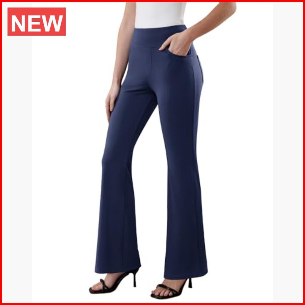 Stretchy Polyester Spandex Work Pants Pull On Fla… - image 2